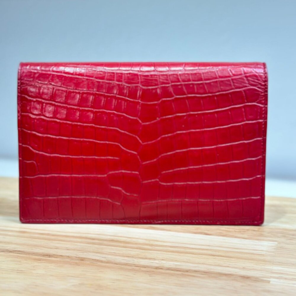 Yves Saint Laurent Red Crocodile Leather Kate Chain Shoulder Bag Crossbody - Picture 3 of 6